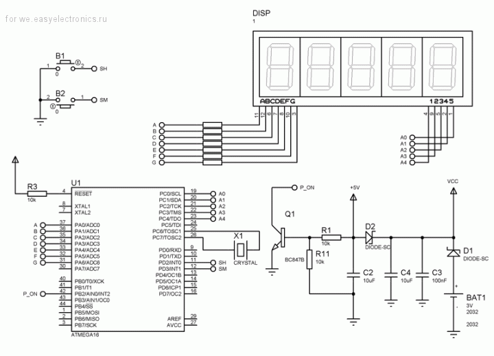 Часы на контроллере Atmega16