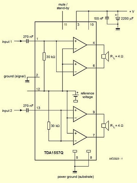 Усилительный каскад на TDA1557Q